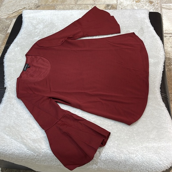 Slinky Brand Luxe Crepe 3/4 Flounce Slv Tunic - Picture 5 of 10